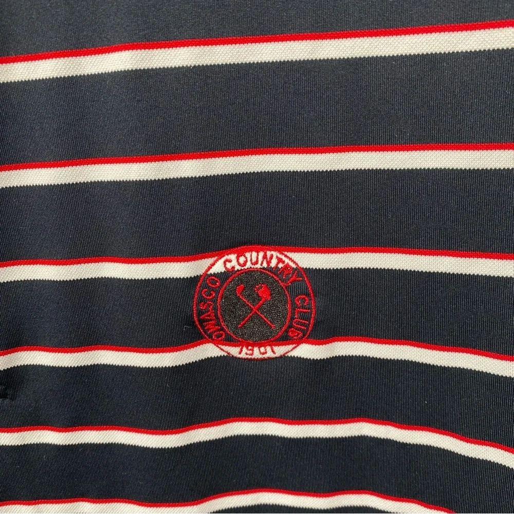 FootJoy Men's Polo Black With Red & White Stripes. Size Large Very nice! - Picture 5 of 7